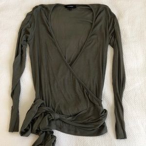 Olivaceous wrap tie top